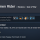 Steam review for God of War on PC reading "angry man swing axe make happy chemicals in brain"
